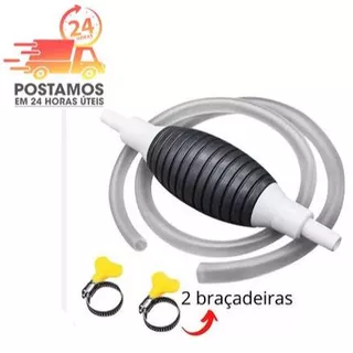 BOMBA DE SUCCAO MANUAL COM MANGUEIRA + ABRACADEIRA BORBOLETA 4 PECAS
