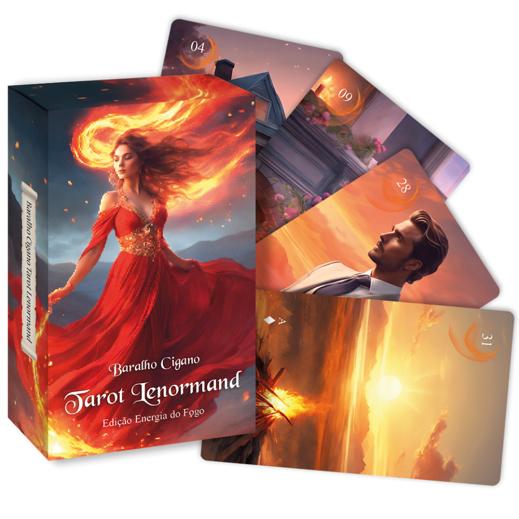 Baralho Cigano Tarot Lenormand Ed. Energia do Fogo Idioma Português, 40 cartas + livreto + caixa