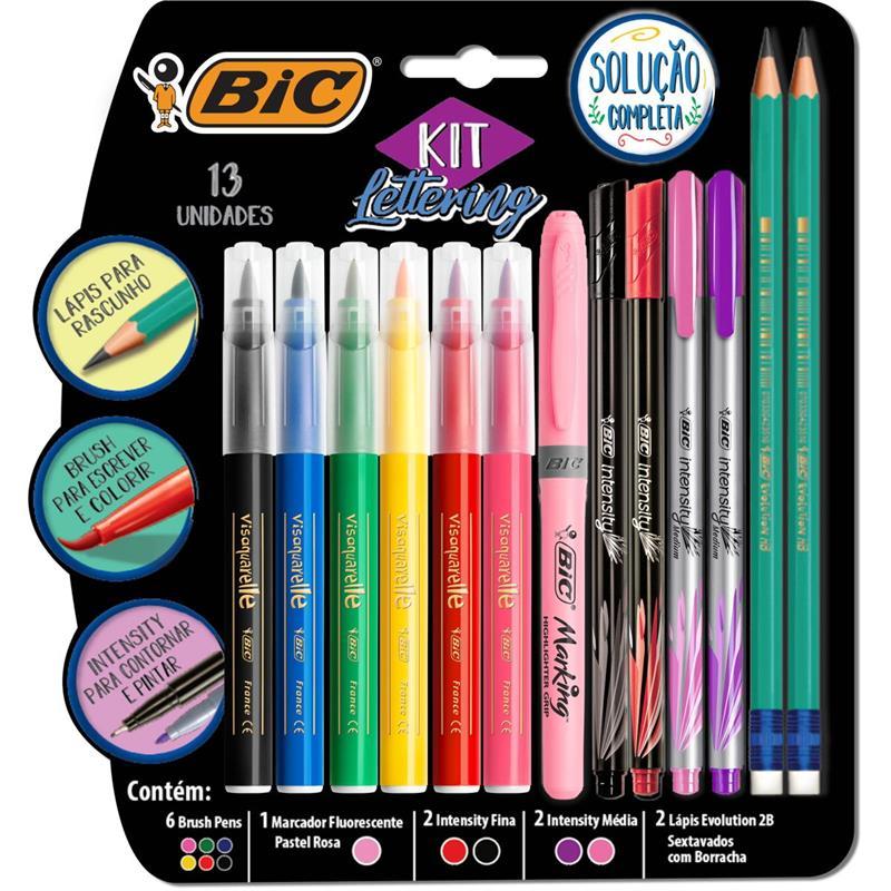 Marcador Artístico Kit Lettering com 13 Peças Bic | Shopee Brasil