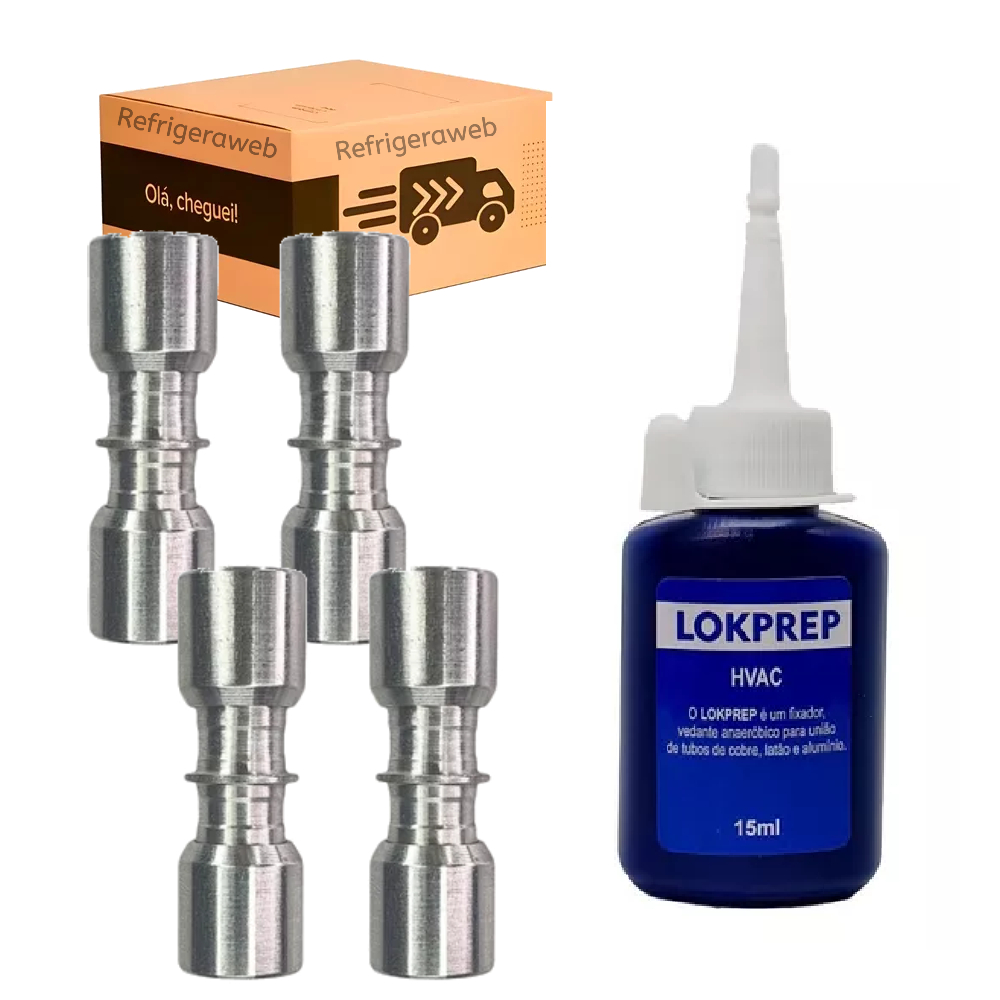 Kit 4 Juntas Conexão Uniao Lokring 3/8 X 3/8 + Solda Fria Lokprep 15 Ml ...