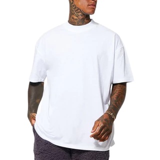 Camiseta Oversized Lisa Branca Streetwear Padrão Americano Gola Canelada varias Cores