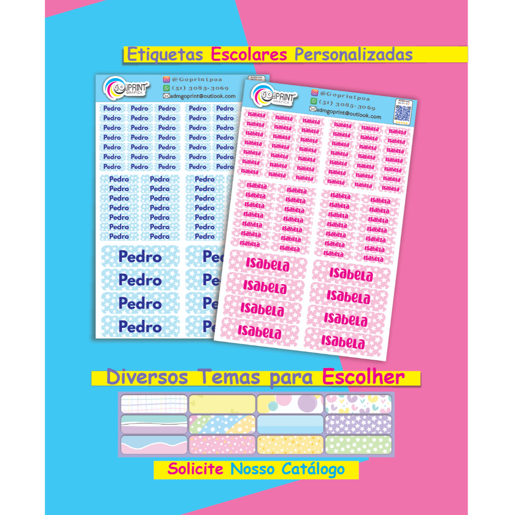 Kit Completo - Adesivos Escolar Personalizado Etiqueta Escolar ...