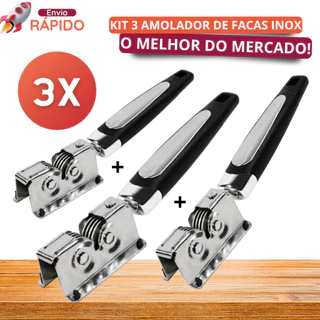 Kit 3 Afiador de Facas Amolador Profissional Aço inox Para Facas e Tesouras Afiar Facas Prático em Oferta na Shopee