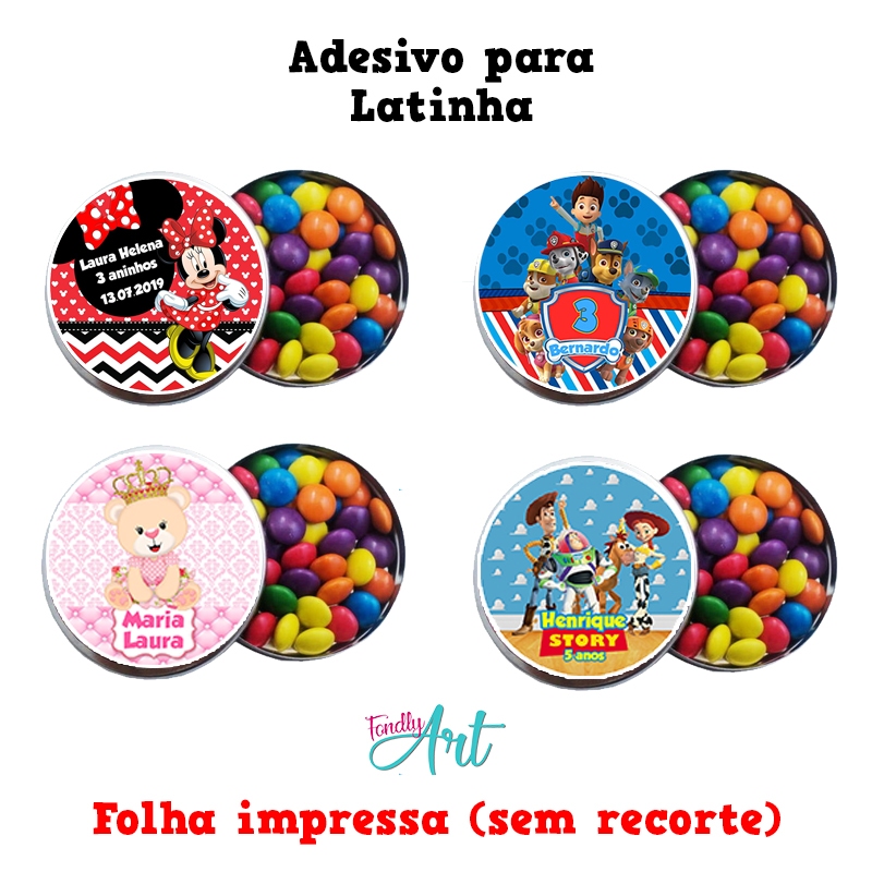 100 ADESIVOS PARA LATINHA PERSONALIZADO (SEM RECORTE 5CM) | Shopee Brasil