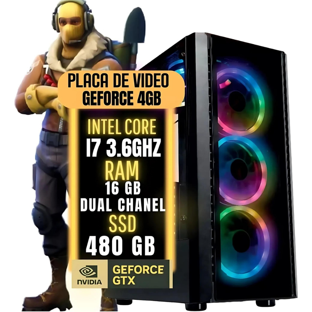 Computador Gamer Intel Core I7/nvidia 4gb/16gb Ram/ssd 480gb