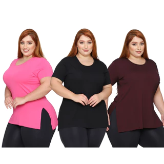 KIT 3 Blusas Plus Size Veste Legging Tapa Bumbum Comprida T-Shirt