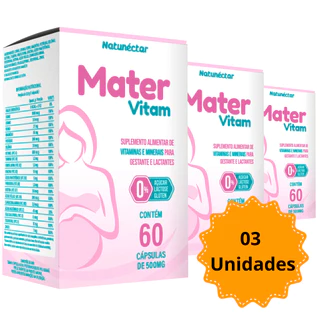 Combo 3 Mater Vitam 60 cápsulas Vitamina Gestante Mamãe Lactante em Oferta na Shopee