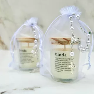 vela perfumada 70g com terço - Lembrancinha para padrinhos
