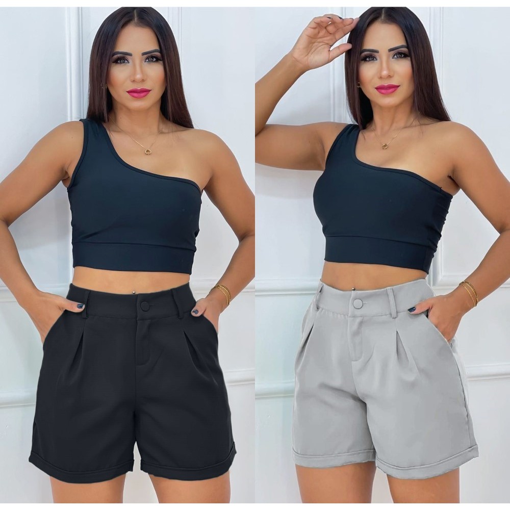 Shorts fashion plissado