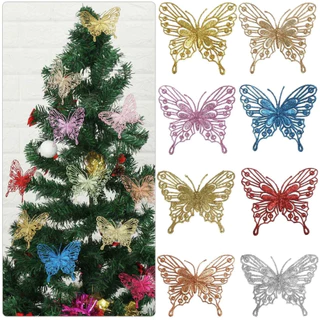 Enfeites de Natal com borboleta oca e brilho enfeites de árvore de Natal.