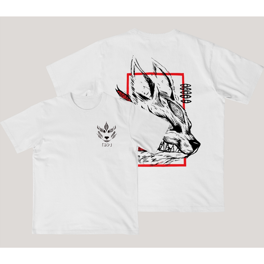 Camiseta Oversized Aki Fox Devil Chainsaw Man Anime Streetwear