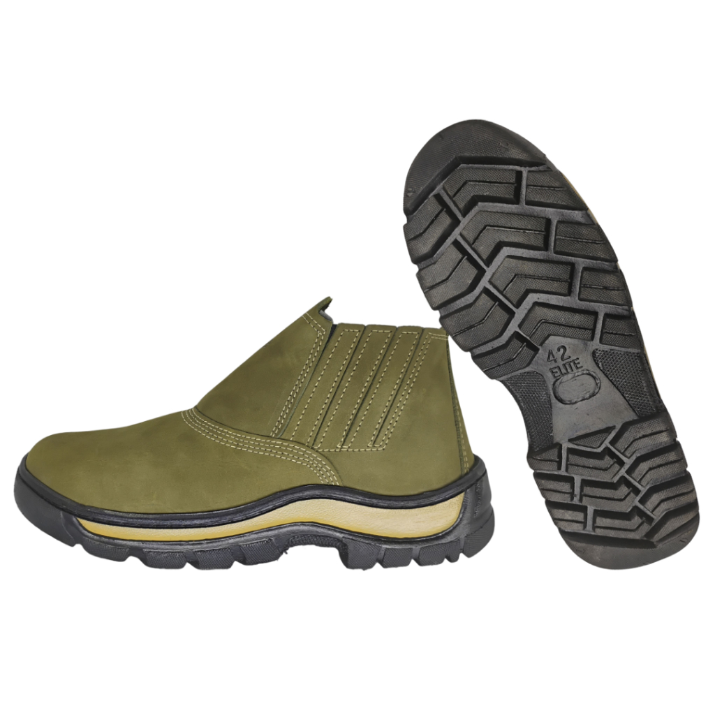Bota Botina Nobuck Seguranca Trabalho Epi Couro Bico PVC Macia ...