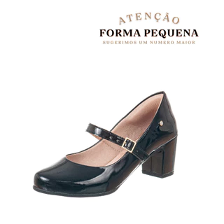 Sapato Scarpin Boneca feminino salto baixo retro Bico Redondo Confortavel Leve Moda Casual
