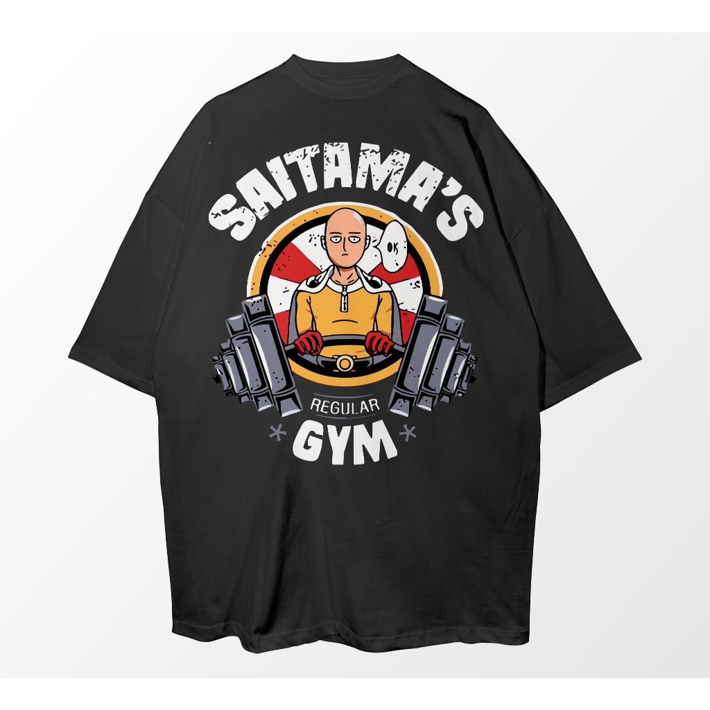 Camiseta Oversized Saitama Gym Academia Anime Streetwear Camisa Unissex
