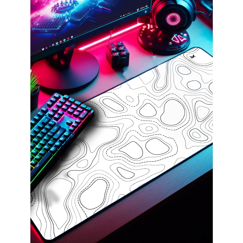 Mouse Pad Gamer Abstrato Marca Muleka Borda Custurada Diversas cores e Tamanhos