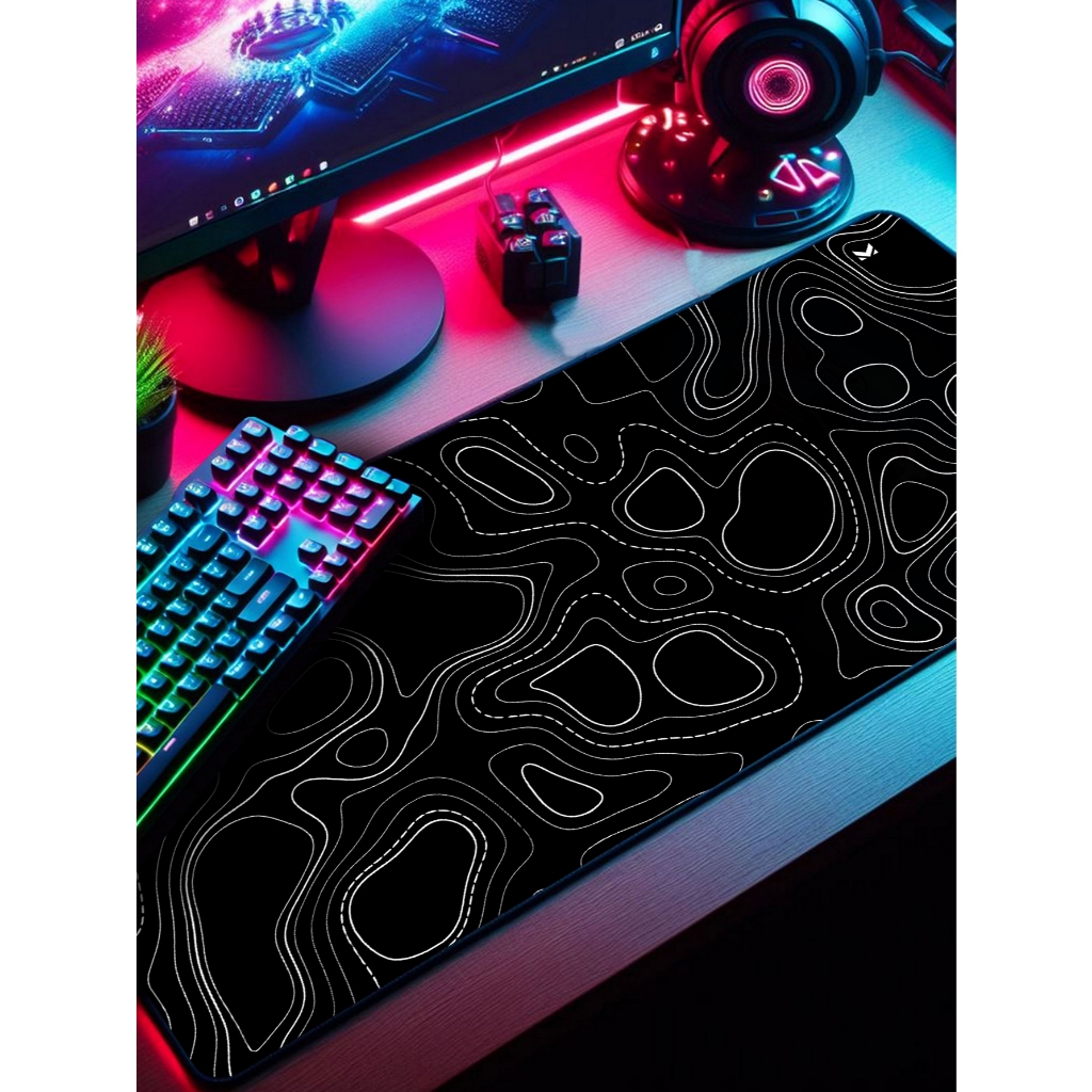 Mouse Pad Gamer Abstrato Marca Muleka Borda Custurada Diversas cores e Tamanhos