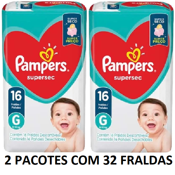 Fralda Pampers Supersec Tamanho G - ESCOLHA TAMANHO E QUANTIDADE NO SELECIONE