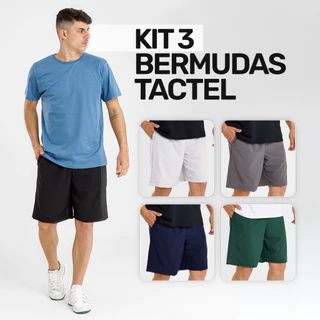 Kit 3 Bermudas Tactel Masculina Premium, Bolsos Laterais para Celular -Short Academia Masculino, Moda Casual e Esportiva