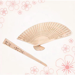 Leque de Madeira Oriental Sortidos / Todo de Madeira Bordado em Oferta na Shopee