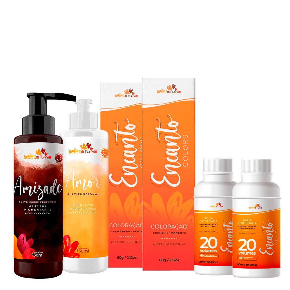 Kit Beleza Ruiva Encanto Colors Ruivo Acobreado Natural - Base 7 ...