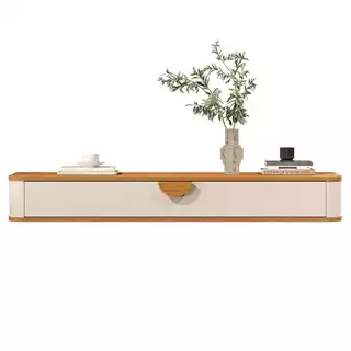 Aparador Nicho Sala Suspenso 1 Gaveta 120cm Off White/Nature Buriti - E&A