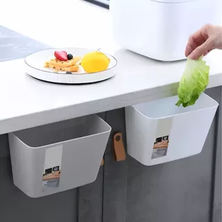 Lixeira Suspensa Plástico Organizador Resistente Prático p/ Casa Apartamento Cozinha Banheiro Armário Lixo Sacola Porta Objetos