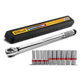 Kit Torquimetro 1/2 Pol 2.8 A 21kg + Jogo Soquete Longo 10pç