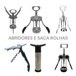 Abridor de Garrafas Inox Saca Rolhas Vinho Fura Coco Diversos Modelos