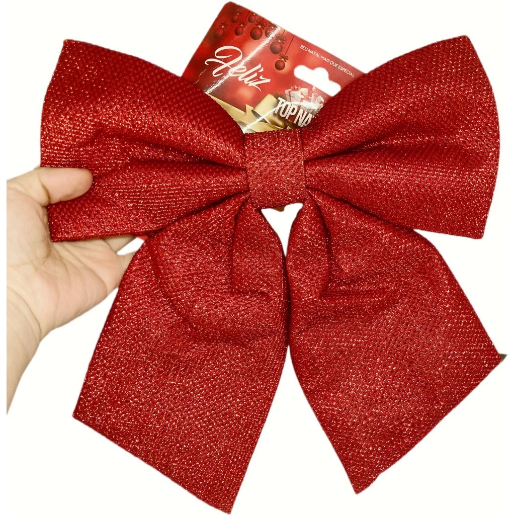 Laço Vermelho Brilhante 30 Ou 34Cm Natalino Decorativo Para Árvores Natalinas Decorações De Natais