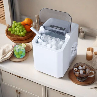 Máquina de Fazer Gelo Ciclo Rápido 1,3L 12Kg Uso Doméstico Compacta Portátil