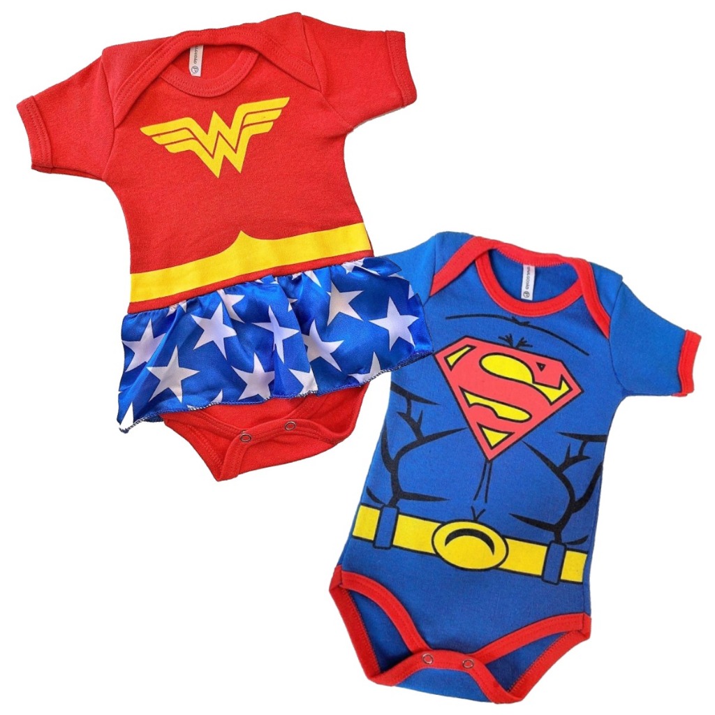 ROUPINHA TEMÁTICA KIT GEMEOS SUPER HOMEM E MULHER MARAVILHA TEMÁTICO ...