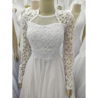 vestidos de noivas civil e religioso renda com elastano tule brilhoso
