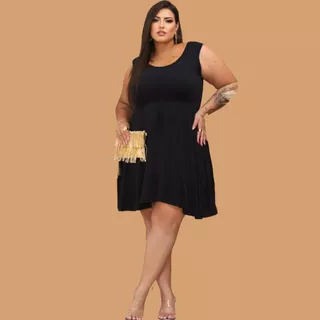Vestido Regata Plus size soltinho Curve Curvy caimento perfeito tecido leve verão plus sise