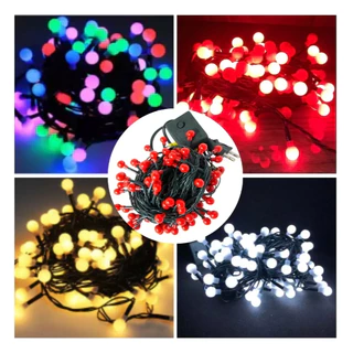 Pisca Cordão Cerejinha 100 Leds 110V Fio Verde Luz De Natal 8 Funções 8m