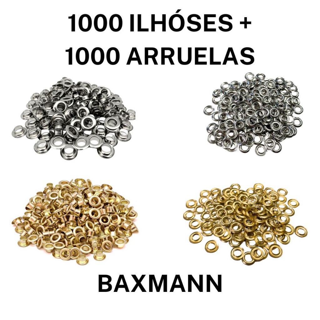 Ilhós 54 1000 peças com Arruela - Ferro - Baxmann