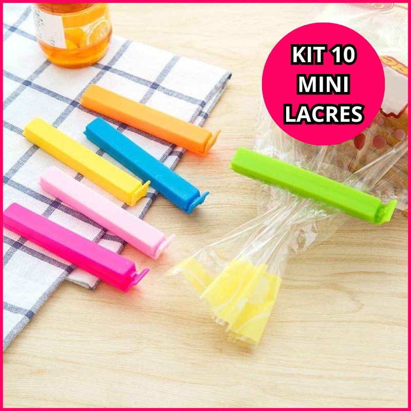 Kit 10 prendedores Lacres Embalagens Fechador Multicolorido Multiuso