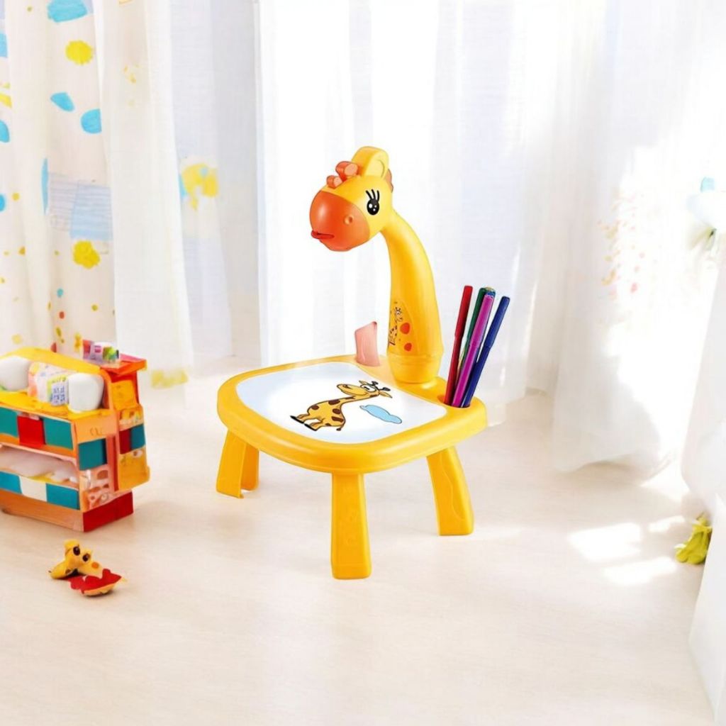 Mesa Mágica Desenho Projetor Projeção Traço Pintura Aprendizado Divertido Infantil Girafa Criança