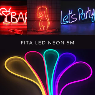 Fita LED Neon Mangueira Flexível 5m 12V Bivolt Várias Cores Decoração Alto Brilho Interna Externa