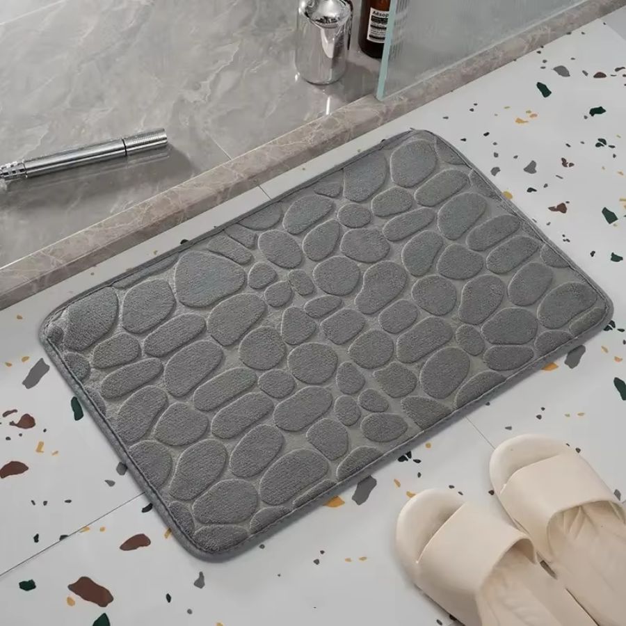 Tapete de banheiro decoração em relevo de paralelepípedos emchão lavatório  banheira