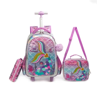 Kit Mochila Infantil Menina Holográfico Unicórnio Sereia Lancheira
