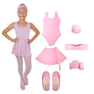 Kit Rosa Ballet Infantil Completo C/ Saia Transpassada + Squeeze
