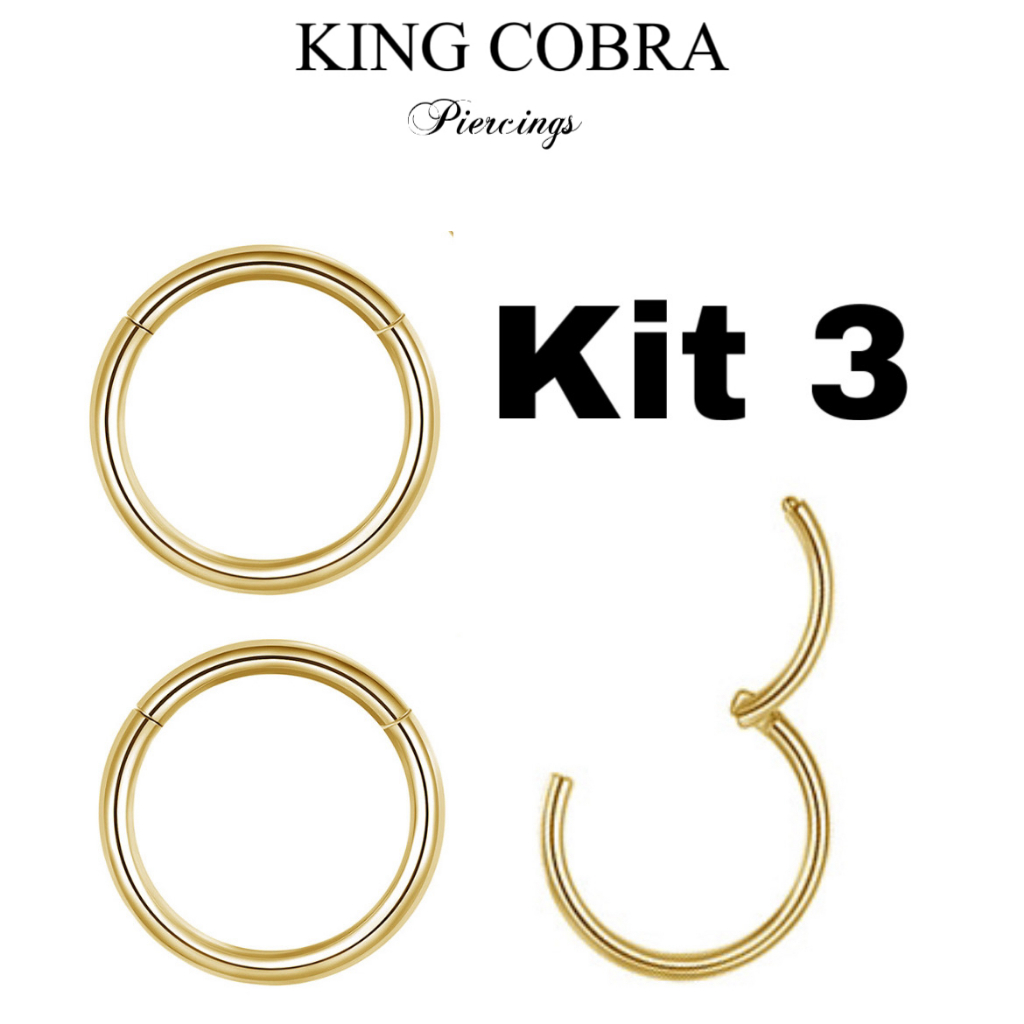 Kit 3 Piercing Argola Segmento Articulado Aço cirúrgico Nariz/helix KA205