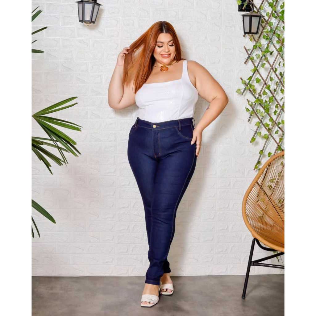 Calça Jeans Feminina Pantalona Wed Leg Plus Size Premium | Shopee Brasil