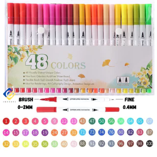 Caneta Para Lettering Dual Brush Pen Duas Pontas Kit 48 Cores