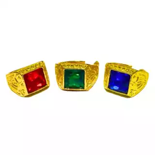 Anel de Pedra Dourado Aço Inoxidável Vermelho Azul Verde