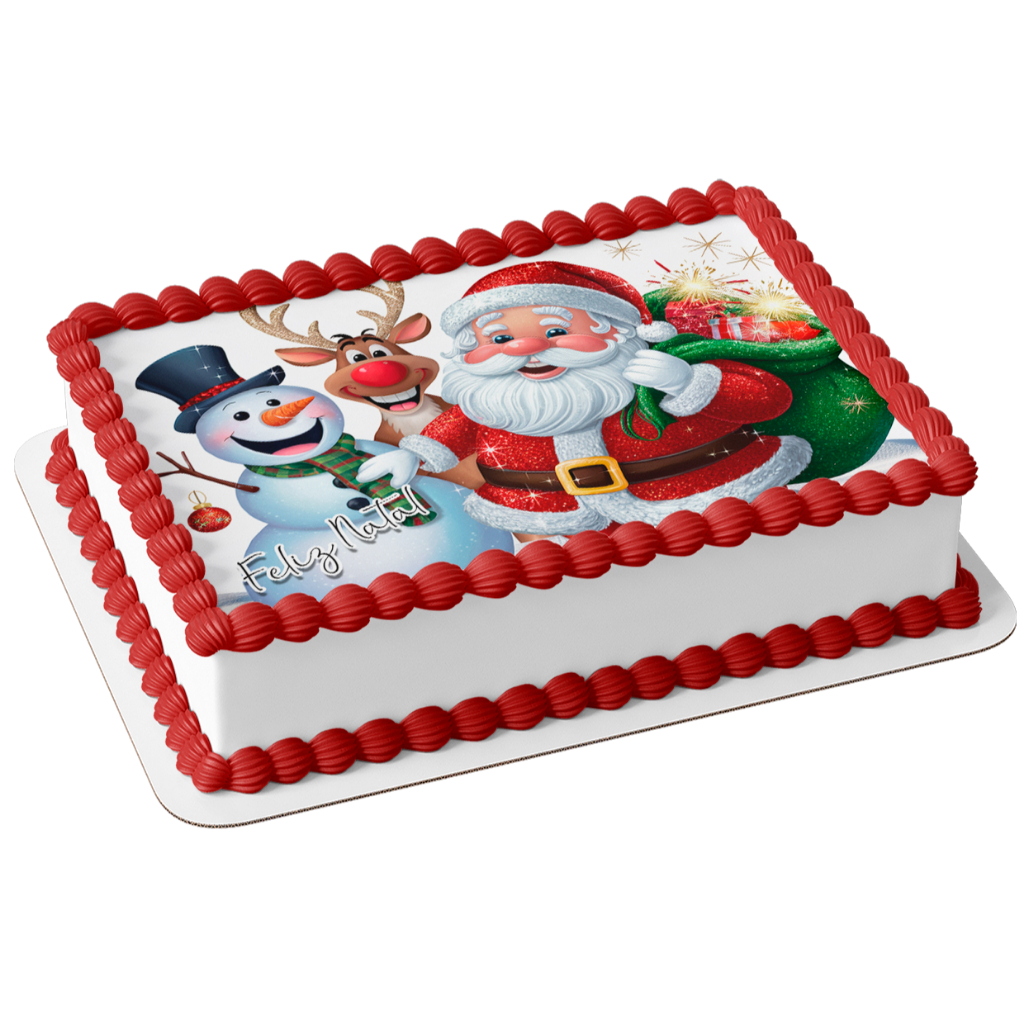 Natal Papai noel Papel arroz comestível para bolo 20 x 30 cm