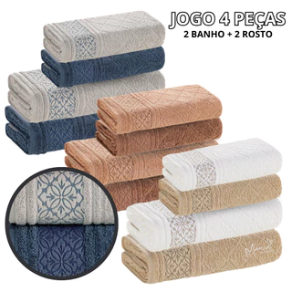 Jogo Toalhas De Banho Karsten Jacquard 100% Algodão Toque Macio Ótima Absorção 450g/m² Bragança