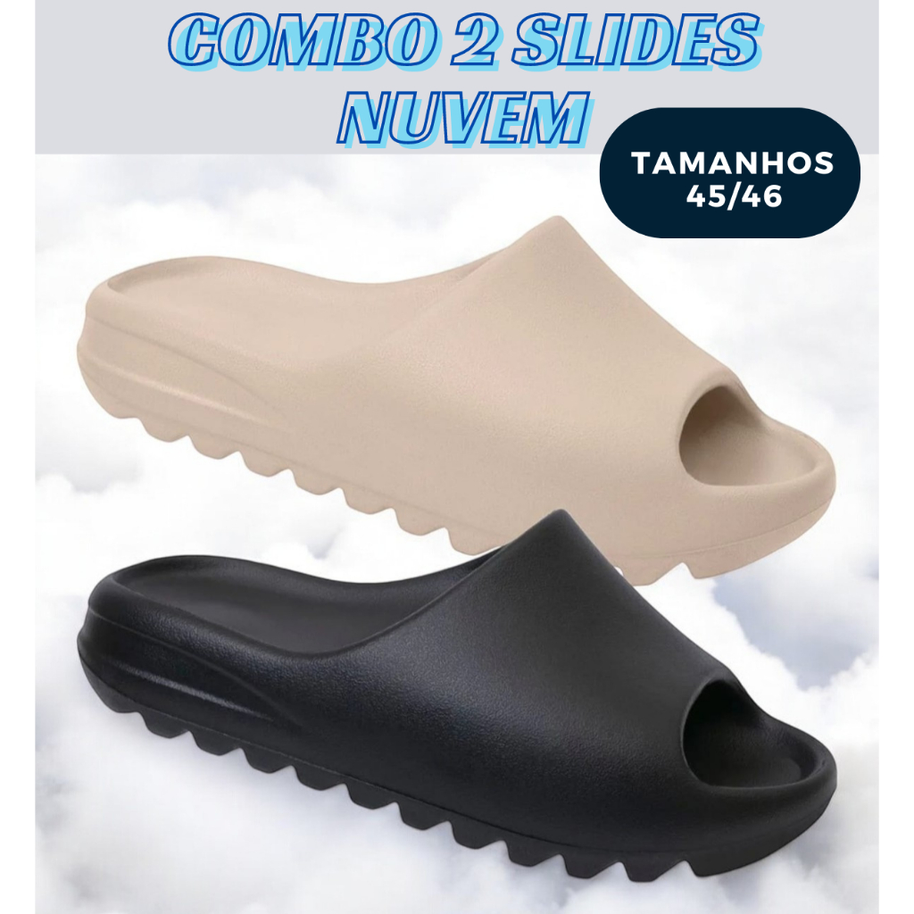 Kit 2 Chinelo Nuvem Masculino Yeezy Marcos Mion Grande 45 46 | Shopee ...