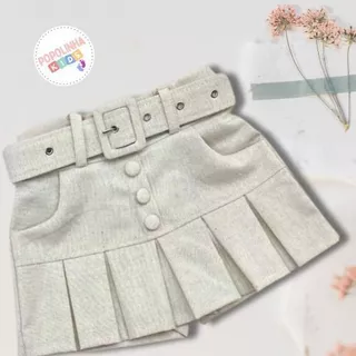 Short Saia Linho Infantil Menina Com Laço - Tamanho 4 ao 10