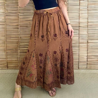Saia Indiana Longa Hippie Moda Indiana Bordada Boho Estilo Alternativo